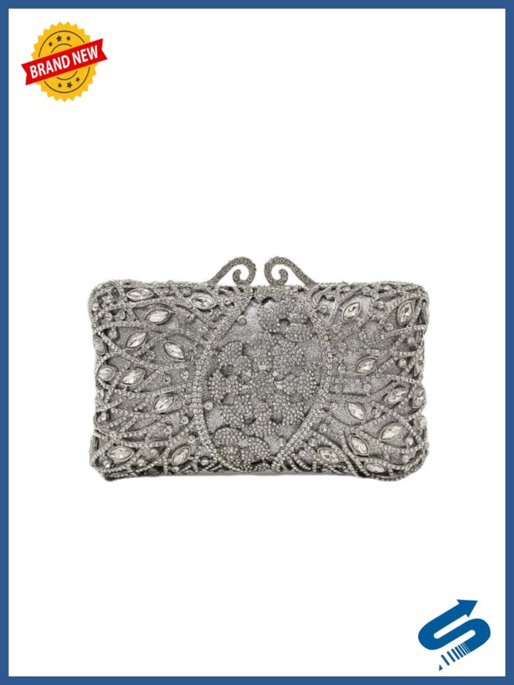 Sparkly Crystal Clutch Faux Leather Evening Bag Rhinestone Wedding Purse